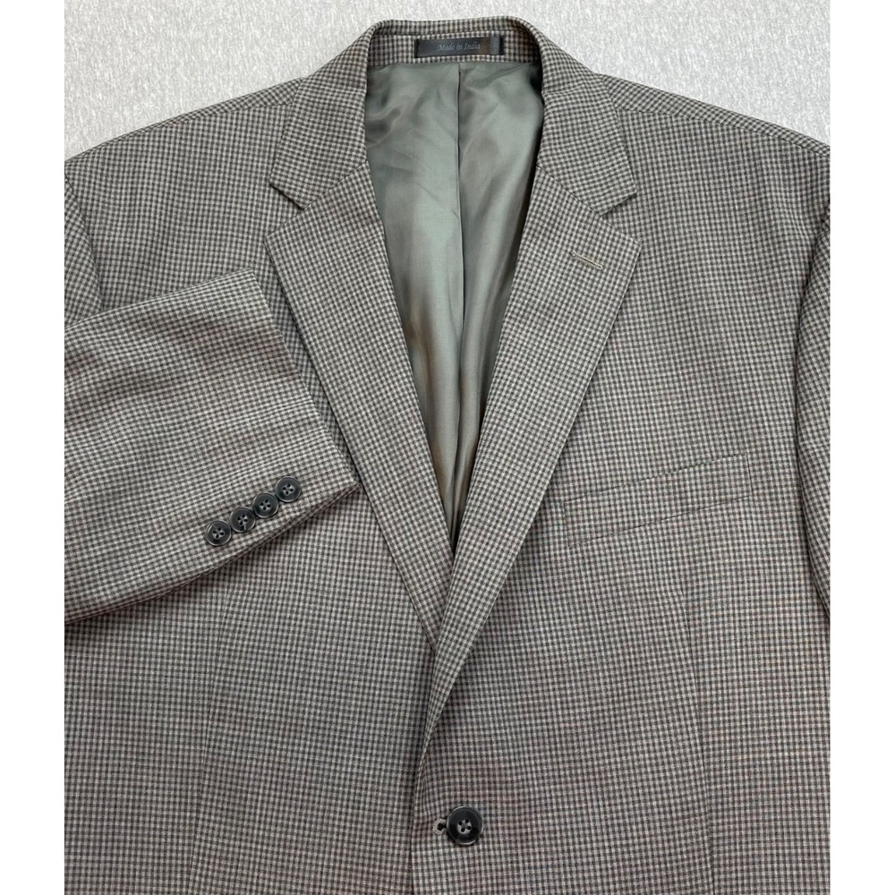 Calvin Klein Blazer Mens Micro Check 100% Wool 2-Button Single Breast Lined